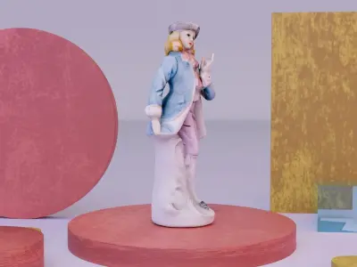 Gentleman statue Low-poly 3D model