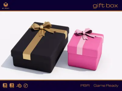 Gift Box Low-poly 3D model 5
