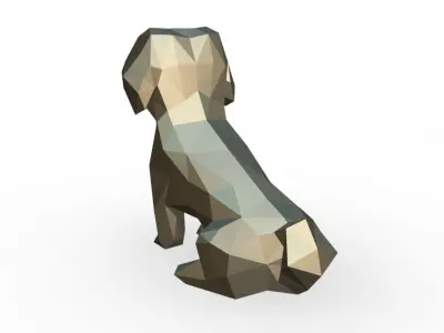 Pekingese low poly dachshund 3D print model
