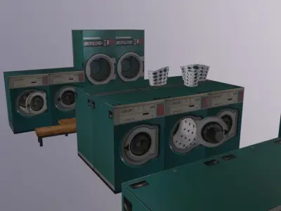 ShopFront Contents Launderette SIDE Low-poly 3D model