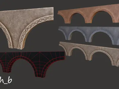 columns ornate fountain Low-poly 3D model