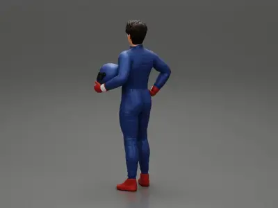 motorbike carrying his helmet 3D print model