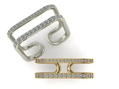 Eternity Rings Double With Gems Set 9 Sizes  3D print model