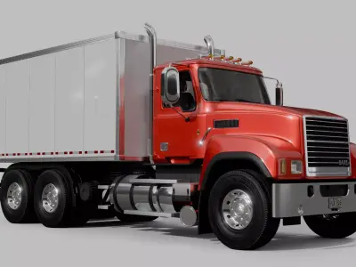Generic American Truck With Closed Trailer 3D model