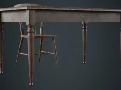 Table And Chair 2B Low-poly 3D model