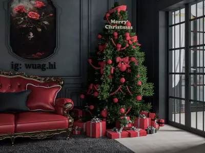 3d model of Christmas decorated housing 3D print model