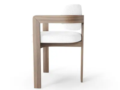 Boucle Curved Dining Chair 3D model