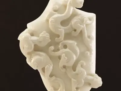 Chi Dragon ancient jade carving 3D print model