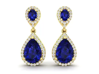 AV 336 Pear and ovel Ladies Vintage Dangling Drop Earrings 3D print model