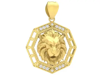 Luxury Lion Head Pendant with Geometric Frame 3606 3D print model