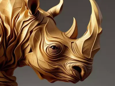 Leaf Rhino Sculpture Organic Animal Form Textured Foliage 3D Low-poly 3D model