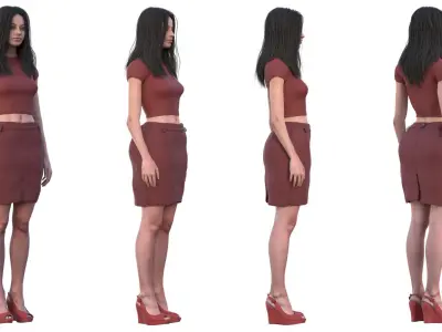 Woman - Summer Outfit 5 - Modular - Rigged Low-poly 3D model
