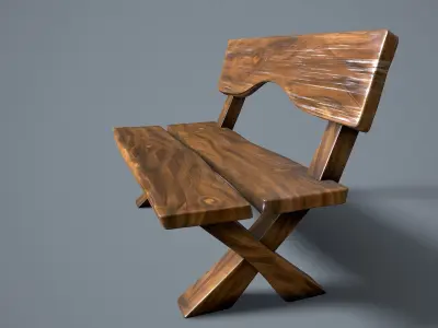 cartoon bench Free low-poly 3D model