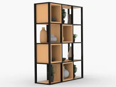 Modern Grid Shelving Low-poly 3D model