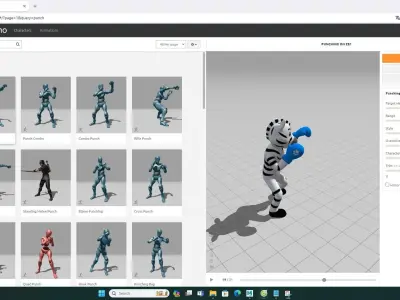 Boxing Zebra Animal Animated  Low-poly 3D model