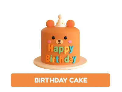 Low-Poly Birthday Cake 09  Low-poly 3D model
