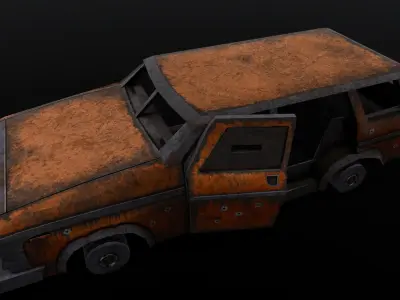Old Rusted Car 3D Model Low-poly 3D model