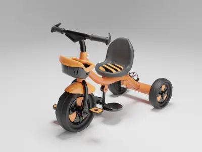 Realistic Tricycle 3D Model with Textures 3D model