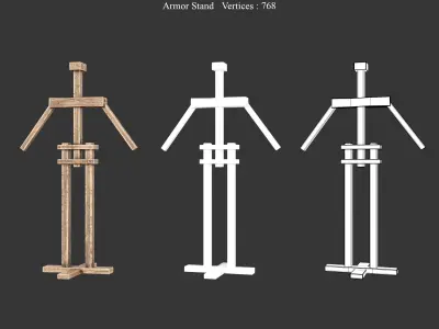 Medieval Decoration Weapon and Armor Stands Low-poly 3D model
