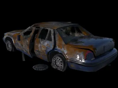 Burnt Out Car Low-poly 3D model