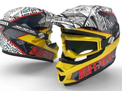 Motocross Helmet Low-poly 3D model
