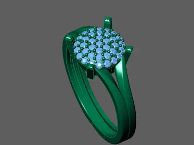 Womens Rings With Stone Ring Ready STL 3DM Models Rings women 3D print model 27