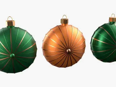 Christmas Tree Ornament Set7 - Green Orange 3D model