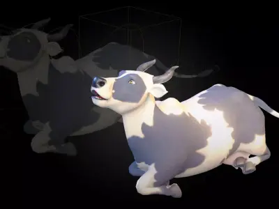 Stylized Cow Family Pack Rigged Cow Bull Calf Low-poly 3D model