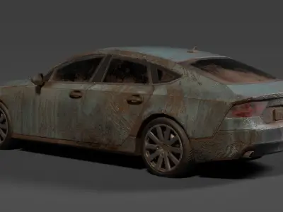 Old Rusty Car Low-poly 3D model
