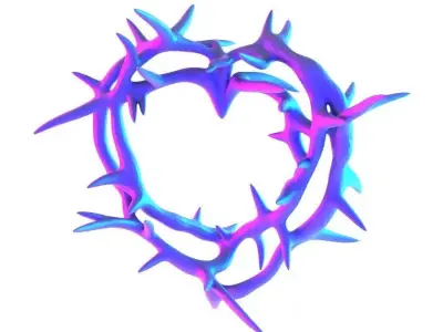 Pink Sacred Heart with Crown of Thorns toy 3D print model