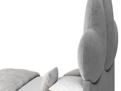 Elegant Blue Pine Wood Upholstered Panel Bed 3D model