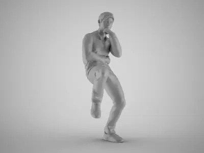 Thoughtful Man Sitting 3D print model