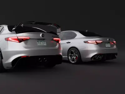 Alfa Romeo Giulia quadrifoglio 2024 and 2021 Giulia GTAm 3D model