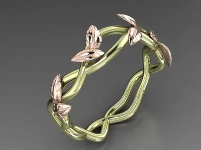 Branch Leaf Ring 3D print model