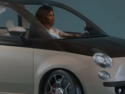 South American Woman driving a car 3D model