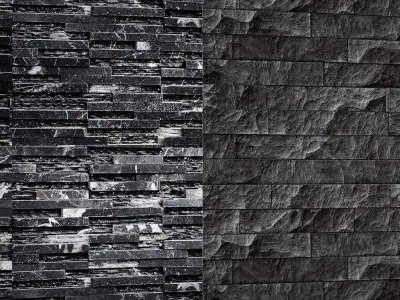 Collection of black stone slate 3D model