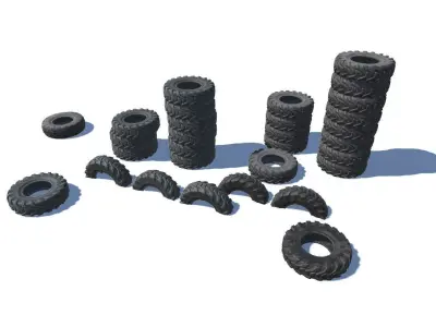 Big Wheels Low-poly 3D model