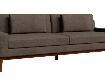 3 Seaters Bolstered Tan Sofa 3D model