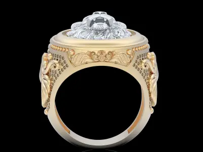 Lion man ring  gold  jewelry printable 3D model 3D print model