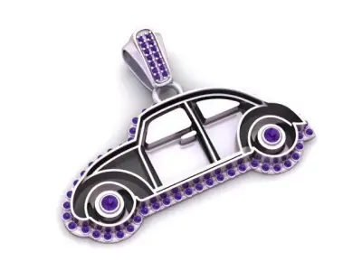 Golden Retro Car Pendant   Luxury Vehicle Jewelry 3D Model  3D print model