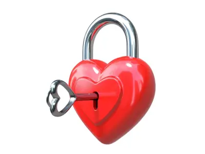 Heart Padlock 3D model 3D model