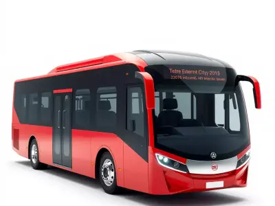 Red Urban Bus model pack Low-poly 3D model