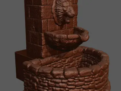 Lion Statue Working Fountain 3D Print 3D print model