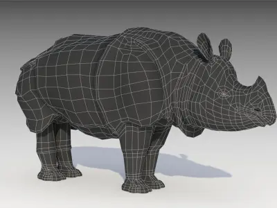 Asian Rhinoceros Animated Low-poly 3D model