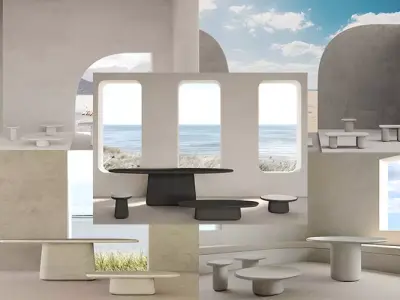 5 Abstract table set scenes 3D model