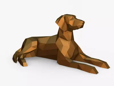 Vizsla lying down 3D print model