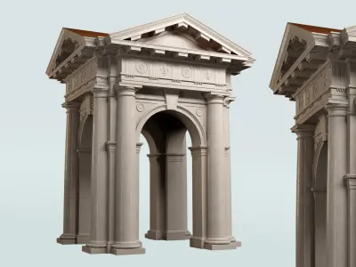 Arched portico in Doric mutulary column order gazebo 3D model