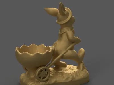 Easter Bunny with Cart 3D Model STL File for Decoration 3D print model