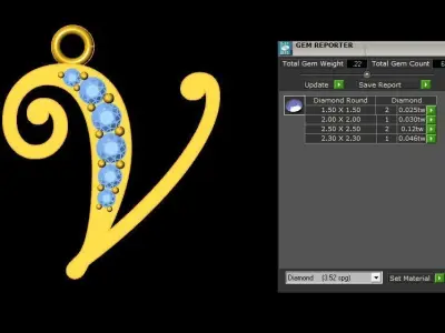 Alphabet V1 Font Style Pendant V 3D print model
