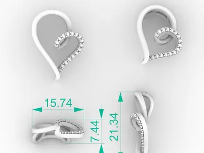 Brilliant Half Pave Heart Necklace 3D print model